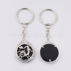 Natürlicher schwarzer Achat keychain&nbsp;KEYC-P041-C06