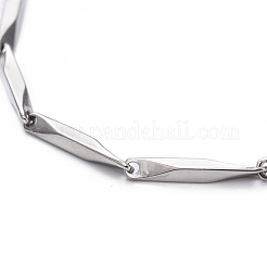 Bracciali a catena con maglie a barra in acciaio inossidabile 201 unisex resistenti all'ossidazione&nbsp;BJEW-L637-35A-P
