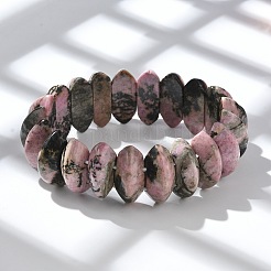 Bracelets extensibles en perles de rhodonite naturelle bicone pour femmes et hommes&nbsp;BJEW-C097-05B