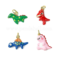 4 pendentif en laiton émaillé en forme de dinosaure&nbsp;KK-CJ0003-32