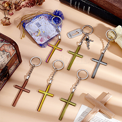 16 pz 4 colori portachiavi con ciondolo a croce in lega&nbsp;KEYC-PH01546