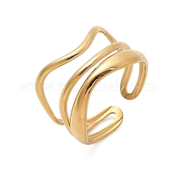 Mehrschichtige offene Manschettenringe aus 304er Edelstahl für Damen&nbsp;RJEW-Z077-01G-01