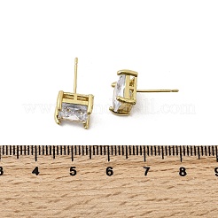 Pendientes rectangulares de latón con circonitas cúbicas transparentes&nbsp;EJEW-L261-025G