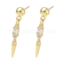 Boucles d'oreilles pendantes en laiton avec micro pavé de zircons cubiques pour femmes&nbsp;EJEW-A167-29B-G