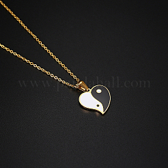 Colliers pendentifs Yin Yang en acier inoxydable 304 émaillé pour femmes&nbsp;VV9279-2