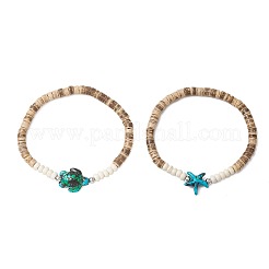Armbänder aus Kokosnussperlen mit Meeresschildkröten und Seesternen&nbsp;BJEW-JB11882-01