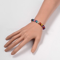 Facettierte natürliche Achat runde Perlen Kinder dehnen Armbänder&nbsp;BJEW-JB01910