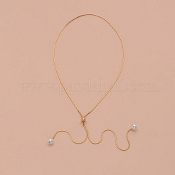 Legierung Schlangenkette Schieber Lasso Halsketten mit Kunststoff-Imitation Perle runden Perlen&nbsp;WG87CD3-01