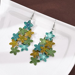Pendientes colgantes de flores de acero inoxidable 430&nbsp;EJEW-A137-07P-03