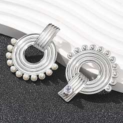 Pendientes de acero inoxidable 304 con perlas de imitación ABS&nbsp;EJEW-M069-02P