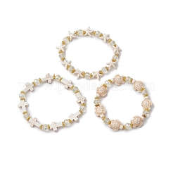 3 pz 3 stili braccialetti elastici con perline sintetiche turchesi&nbsp;BJEW-JB11574