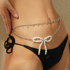 Chaînes de taille multicouches en forme de nœud papillon en imitation de perles en fer et en plastique&nbsp;WG7FE85-02