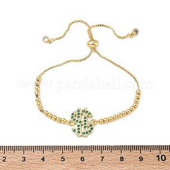 Verstellbare Messingarmbänder mit Mikropavé-Fassung aus Zirkonia in Dollarzeichenform für Damen&nbsp;KK-H279-14G-01