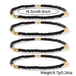 Stretch-Armbandsets aus Messing und schwarzen Glasperlen&nbsp;GV0095