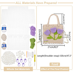 DIY Strickset mit rechteckigen Taschen&nbsp;DIY-WH0656-04