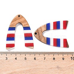 Pendentifs en résine rayée opaque et bois de noyer du jour de l'indépendance&nbsp;RESI-U010-02W
