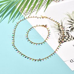 Conjunto de collar y pulsera de cadena esmaltada de acero inoxidable 304&nbsp;SJEW-JS01217