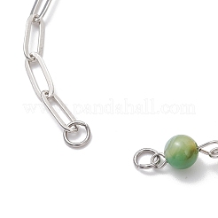 3 Stück 3 Stile rund gefärbter natürlicher roter Achat & pfauengrüner Achat & Karneol & Messing-Büroklammer-Kette Armbandherstellung&nbsp;AJEW-JB01425