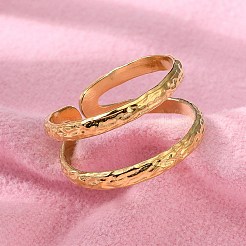 Bague ouverte à double rangée en acier inoxydable 304 avec placage ionique (IP) pour femme&nbsp;RJEW-S405-200G