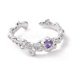 Bague de manchette ouverte en zircone cubique&nbsp;RJEW-D119-06P