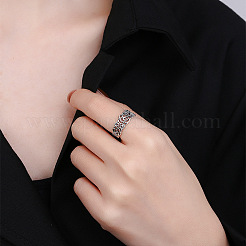 Verstellbare Fingerringe aus Sterlingsilber mit ausgehöhlter Rose 925 für Damen&nbsp;FS-WG9E7B5-01