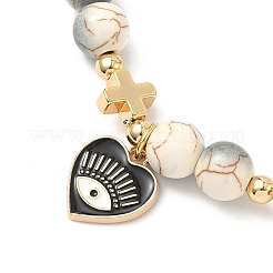 Braccialetti con ciondolo in lega smaltata a forma di cuore con occhio&nbsp;BJEW-JB12287-03