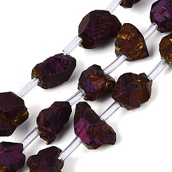 Perles et fils d'améthyste naturelle brute plaqués par électrolyse&nbsp;G-Q610-06B