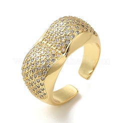 Offene Manschettenringe aus Messing mit Pavé-Zirkonia für Damen&nbsp;RJEW-M169-05G