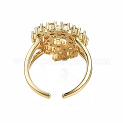 Anneau de manchette rond plat creux en laiton plaqué or véritable 18k&nbsp;RJEW-S045-129-NF