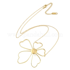 Placcatura ionica (ip) 304 acciaio inossidabile catena cavo fiore ciondolo collane per le donne&nbsp;NJEW-K276-02G
