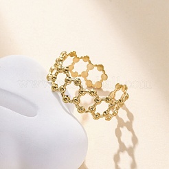 Anello polsino aperto esagonale in acciaio inossidabile 304 per donna&nbsp;LS-RJEW-Z083-03G-02
