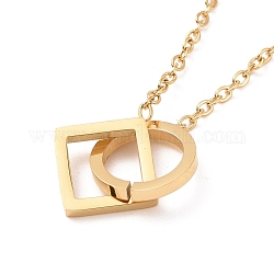 Chapado en iones (ip) 304 anillo de acero inoxidable con collar con colgante de rombo para hombres y mujeres, dorado, 16.73 pulgada (42.5 cm)