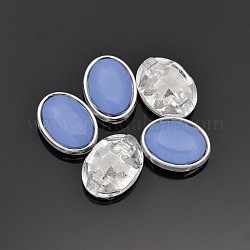 Cucire su acrilico taiwan, accessori d'abbigliamento , sfaccettato, ovale, blu fiordaliso, 12x10x5.5mm, Foro: 0.5 mm