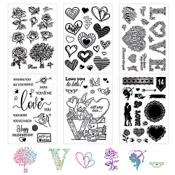 GLOBLELAND 6 Sheets Valentine's Day Bouquet Silicone Clear Stamps Transparent Stamps for Birthday Easter Holiday Cards Making DIY Scrapbooking Photo Album Decoration Paper Craft