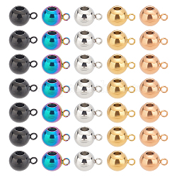 Unicraftale 40 pièces 5 couleurs placage ionique (ip) 304 tubes en acier inoxydable, cautions en boucle, rondelle perles bélière , couleur mixte, 11x6.5x8mm, Trou: 3mm, 8 pcs / couleur