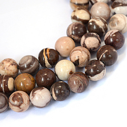 Jaspe zèbre naturel chapelets de perles rondes, 8~8.5mm, Trou: 1mm, Environ 47 pcs/chapelet, 15.5 pouce