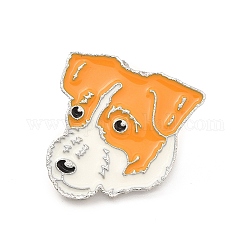 Hunde-Emaille-Anstecknadel mit Messing-Schmetterlingsverschlüssen, Legierungsabzeichen für Rucksackkleidung, Jack Russell Terrier, 24.5x23.5x10 mm, Stift: 1.1 mm
