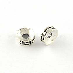 Flache runde tibetanische Artlegierung Abstandshalter Perlen, cadmiumfrei und bleifrei, Antik Silber Farbe, 7.5x3 mm, Bohrung: 2 mm