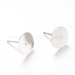 304 Stainless Steel Stud Earring Findings, Stainless Steel Color, 8mm, Pin: 0.7mm