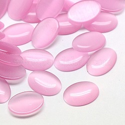 Katzenauge-Cabochons, Oval, Perle rosa, 14x10x2.5 mm