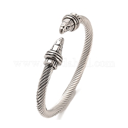 304 bracelets manchette aigle en acier inoxydable, bracelets de couple, argent antique, diamètre intérieur: 2-3/8 pouce (6.15 cm)