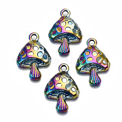 Rainbow Color Alloy Pendants, Cadmium Free & Lead Free, Mushroom Shape, 25.5x17.5x5mm, Hole: 2mm