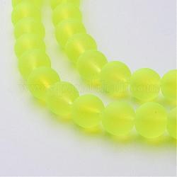 Transparente Glasperlen stränge, matt, Runde, grün gelb, 10 mm, Bohrung: 1.3~1.6 mm, ca. 80 Stk. / Strang, 31.4 Zoll