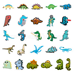 Crafans 26pcs 26 Stil computergesteuerte Stickereien zum Aufbügeln/Aufnähen, Kostüm-Zubehör, Applikationen, Dinosaurier & Seepferdchen, Mischfarbe, 30~93.5x25~95x1.5~2 mm, 1pc / style
