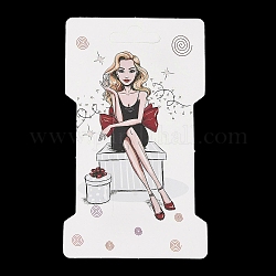 Tarjetas de exhibición de clip de pelo de papel con impresión de niña rectangular, tarjetas de exhibición de joyas para almacenamiento de pinzas para el cabello, de color rojo oscuro, 11.5x6.6x0.05 cm, agujero: 24x8.5 mm