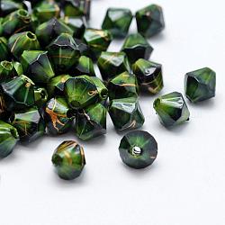 Drawbench Acrylic Beads, Spray Painted, Bicone, Green, 7.5x7.5mm, Hole: 1.5mm, about 3100pcs/500g