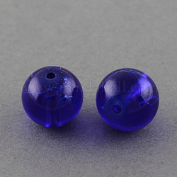 Drawbench Transparent Glass Beads Strands, Spray Painted, Round, Medium Blue, 14mm, Hole: 1.3~1.6mm, 31.4 inch