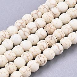Perles de magnesite synthetiques, ronde, 4mm, Trou: 1mm, Environ 90 pcs/chapelet