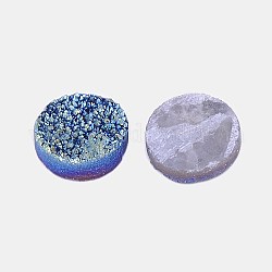 Galvanisieren natürlichen druzy Kristall cabochons, Flachrund, gefärbt, Preußischblau, 8x3~6 mm
