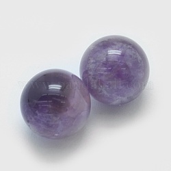 Perles semi-percées d'améthyste naturelle, ronde, 10mm, Trou: 1mm